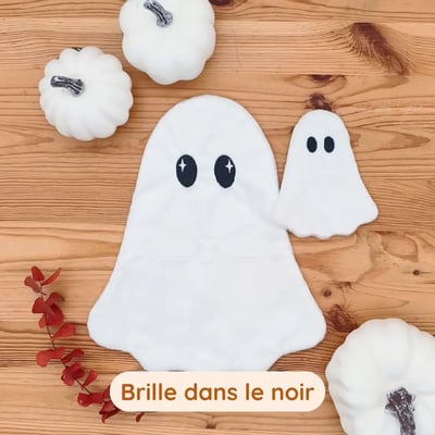 Le doudou d'aide à la séparation Côme le Fantôme brille dans le noir - Atelier Bombus