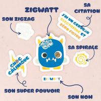 Visuel explicatif des stickers Zigwatt avec flèches et légendes