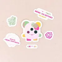 Lot de 6 stickers Grizzle en vinyle mat, personnage collector Blue Dragorn