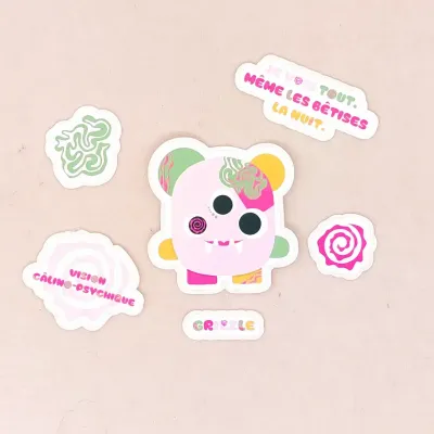 Stickers Grizzle - Lot de 6
