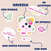Le détail du lot de stickers artisanal de Grizzle | Blue Dragorn Studio