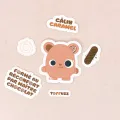 Stickers Toffuzz personnage Fluffonin avec citation, super pouvoir, pansement brownie et spirale – Blue Dragorn Studio