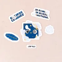 Lot de stickers Nebulo de Blue Dragorn Studio - personnage bleu galactique et éléments illustrés en autocollants mignons