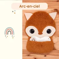 Doudou Bee Doux César le Renard avec cœur en tissu motif Arc-en-ciel