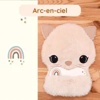 Doudou Bee Doux Andrea le Chat avec cœur en tissu motif Arc-en-ciel