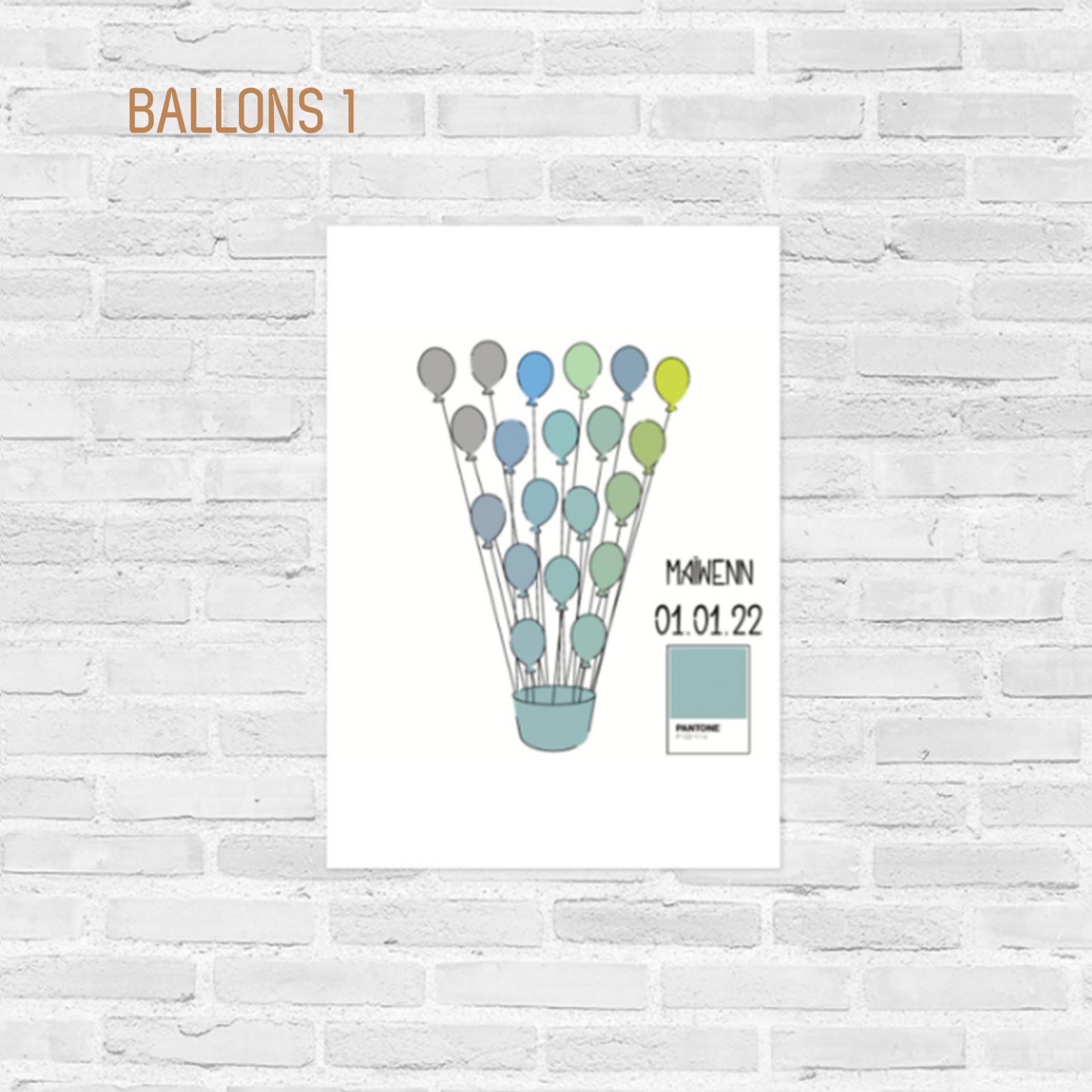 Affiche couleur de naissance Ballons 1 - Atelier Bombus