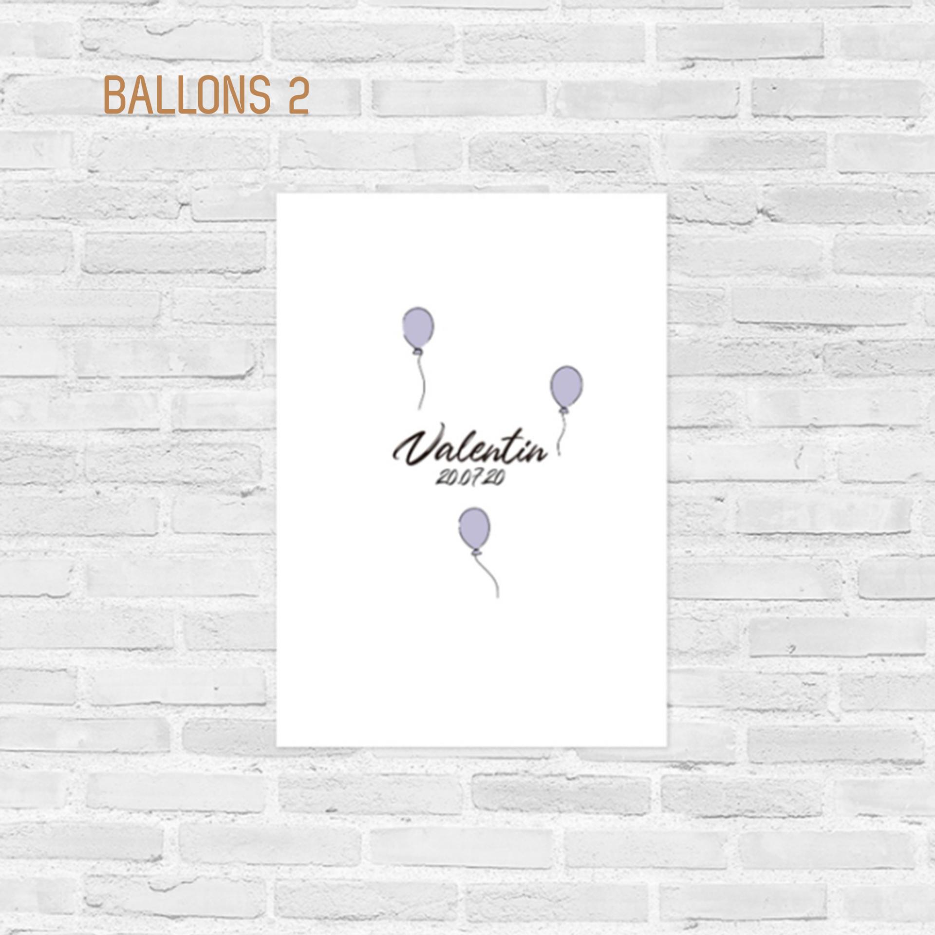 Affiche couleur de naissance Ballons 2 - Atelier Bombus
