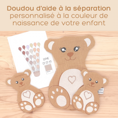 Le doudou d'aide à la séparation personnalisé à la couleur de naissance - Atelier Bombus