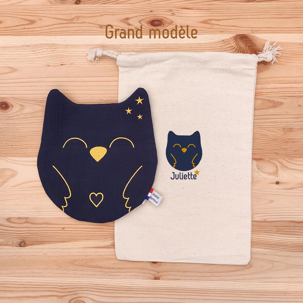 La grande pochette et le doudou Juliette la Chouette
