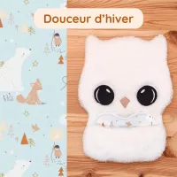 Doudou Bee Doux Marinette la Chouette avec cœur en tissu motif Douceur d'hiver