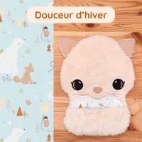 Doudou Bee Doux Andrea le Chat avec cœur en tissu motif Douceur d hiver