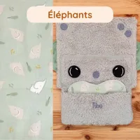 Doudou Tibo le Robot avec coussinet Éléphants. Un doudou tout doux qui aide bébé à s’endormir en retrouvant l’odeur des parents.