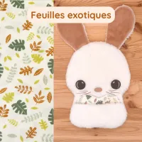 Le doudou Maman Bébé qu'il vous faut, le doudou Bee Doux Gabin le Lapin et son coussinet Feuilles exotiques qui porte votre odeur