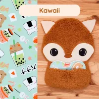 Doudou Bee Doux César le Renard avec cœur en tissu motif Kawaii