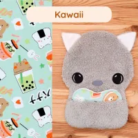 Doudou Bee Doux Garou le Loup avec cœur en tissu motif Kawaii