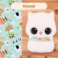 Doudou Bee Doux Marinette la Chouette avec cœur en tissu motif Kawaii