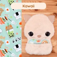 Doudou Bee Doux Andrea le Chat avec cœur en tissu motif Kawaii