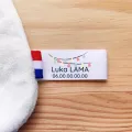 Étiquettes personnalisées pour doudous perdus avec texte et numéro de téléphone. Motif Lama. Retrouvez rapidement le doudou égaré !