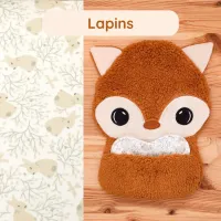 Doudou Bee Doux César le Renard avec cœur en tissu motif Lapins