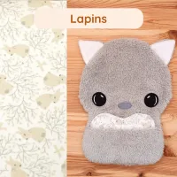 Doudou Bee Doux Garou le Loup avec cœur en tissu motif Lapins