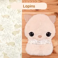 Doudou Bee Doux Andrea le Chat avec cœur en tissu motif Lapins