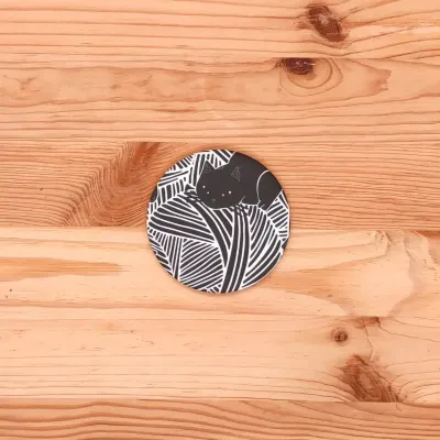 Le miroir de poche avec un tissu motif Chat