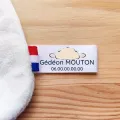 Étiquettes personnalisées pour doudous perdus avec texte et numéro de téléphone. Motif Mouton. Retrouvez rapidement le doudou égaré !