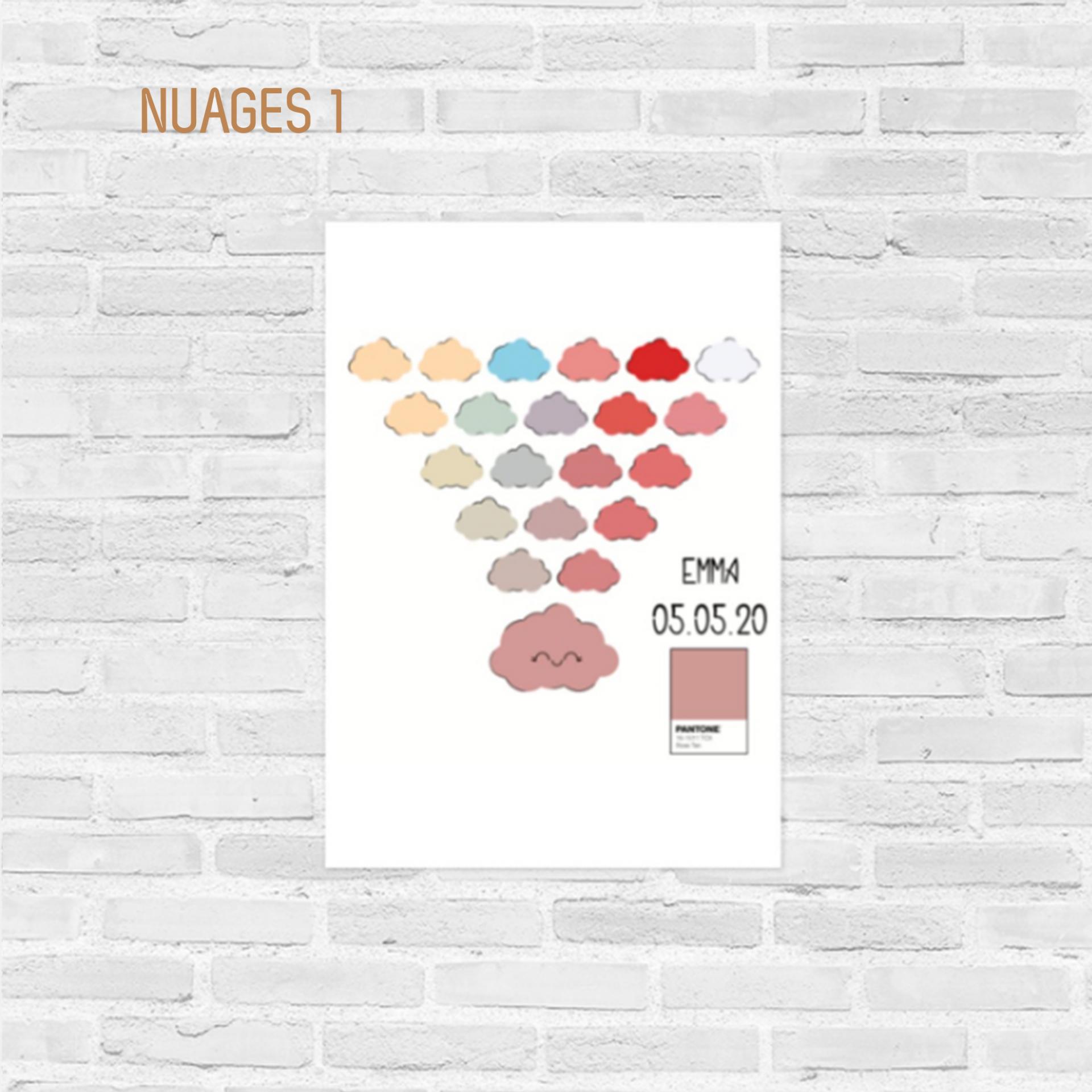 Affiche couleur de naissance Nuages 1 - Atelier Bombus