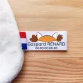 Étiquettes personnalisées pour doudous perdus avec texte et numéro de téléphone. Motif Renard. Retrouvez rapidement le doudou égaré !