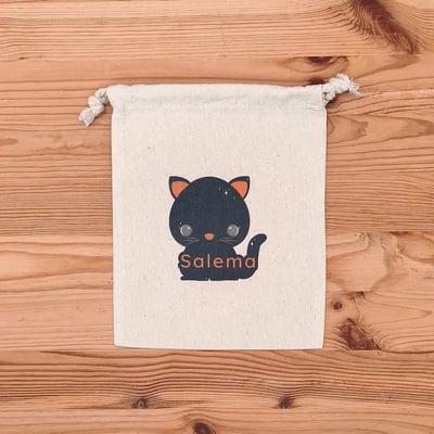 La petite pochette en coton bio certifié GOTS coordonnée au doudou Salema le Chat